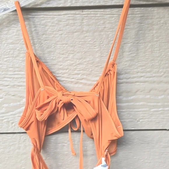 Parade silky mesh Golden Hour orange bare midriff maxi dress coverup s small - Picture 5 of 7